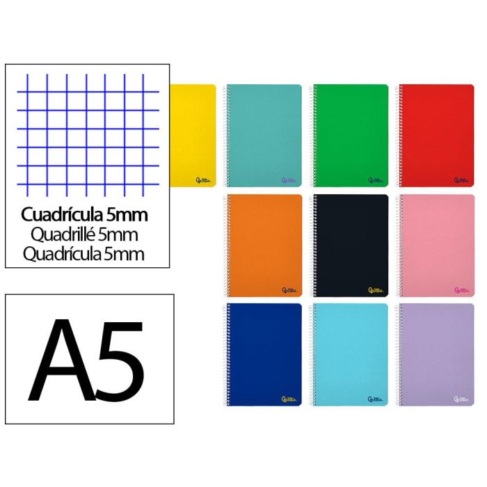 Cuaderno Espiral Liderpapel Din A5 Smart Tapa Blanda 80H 75 gr Cuadro 5 mm Con Margen Colores Surtidos