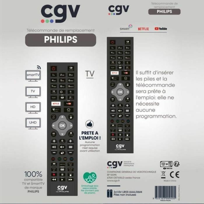 Philips CGV3322103009405 Mando a distancia de repuesto para televisores Philips - Sin programación - Listo para usar 2