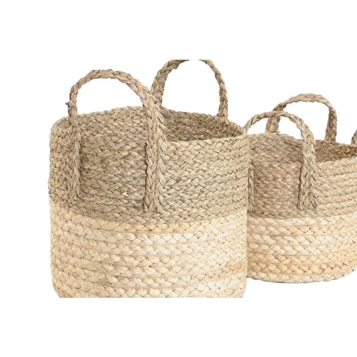 Cesta  DKD Home Decor Natural 28 x 32 x 28 cm Set de 3 (2 Unidades) 1 Cesta  DKD Home Decor Natural 28 x 32 x 28 cm Set de 3 (2 Unidades) 1