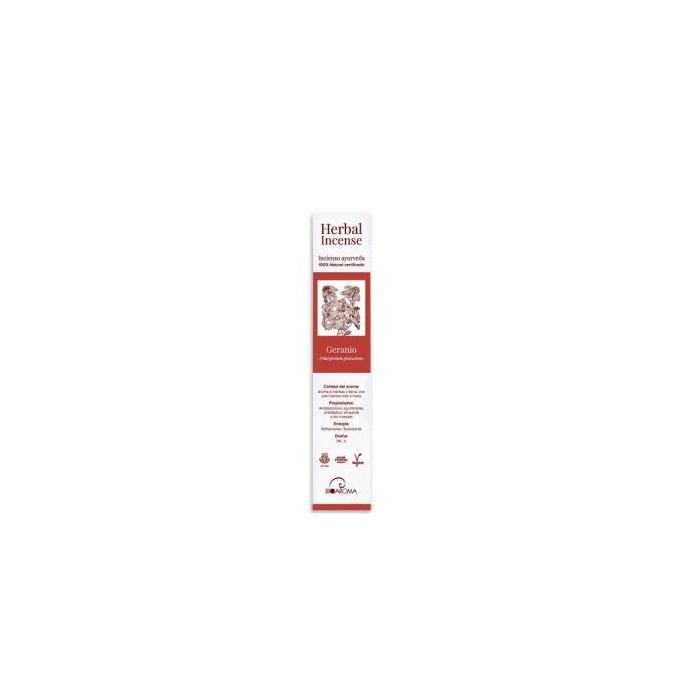 BIOAROMA Incienso Herbal Geranio Ayurveda Ecológico Certificado ICEA 5 Paquetes x 12 Unidades Hecho a Mano Comercio Justo