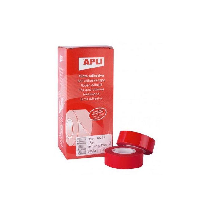 Cinta Adhesiva Apli Roja Rollo 33X19 8 unidades