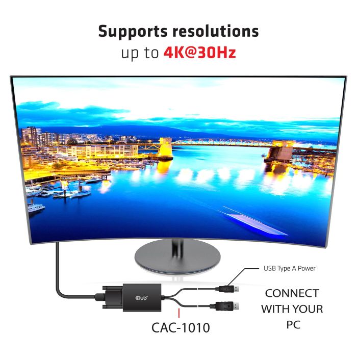 Club3D Adaptador DisplayPort a DVI-D (Active Dual Link) CAC-1010, 0.6m, Negro/Blanco, Soporta 4K 4