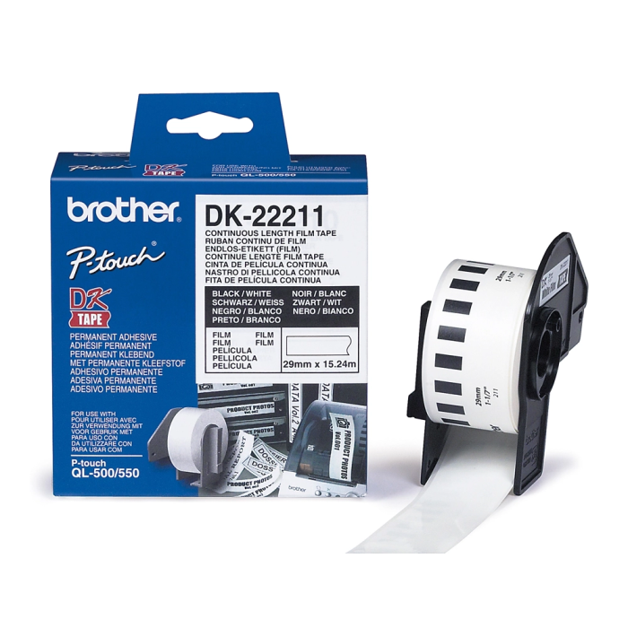 Brother Cinta Plástica Continua Adhesiva Blanca DK-22211 29mm x 15.24m 1
