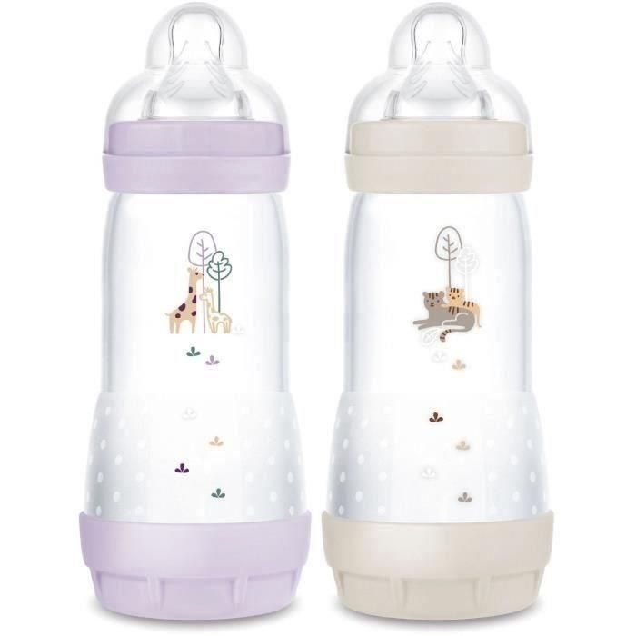 MAM MAM9001616836640 Set 2 Biberones Easy Start Anticólico 320 ml con Tetina Flow 3, Lila y Arena MAM MAM9001616836640 Set 2 Biberones Easy Start Anticólico 320 ml con Tetina Flow 3, Lila y Arena
