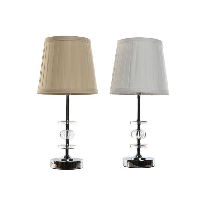 DKD Home Decor Lámpara de Sobremesa Tradicional E14 25W Metal, Acrílico y Tela Blanco Beige para Interior 43 cm Alto (Pack de 2) 0 DKD Home Decor Lámpara de Sobremesa Tradicional E14 25W Metal, Acrílico y Tela Blanco Beige para Interior 43 cm Alto (Pack de 2) 0