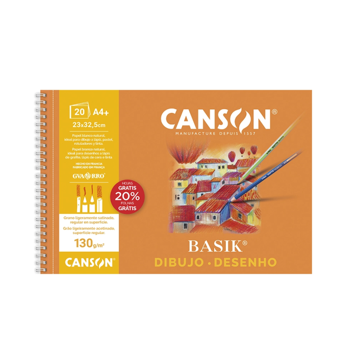 Canson Bloc Dibujo Basik Din A4+ Espiral 20 Hojas 130 G/M² Microperforado 1 Canson Bloc Dibujo Basik Din A4+ Espiral 20 Hojas 130 G/M² Microperforado 1