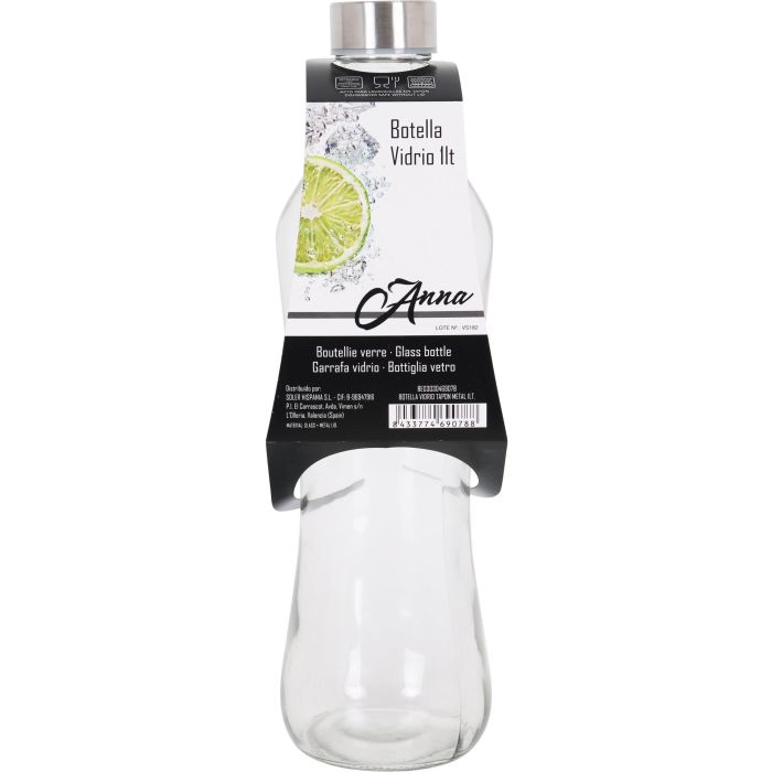 Botella de vidrio con tapón de metal 1Lt - Anna (12 Unidades) 1 Botella de vidrio con tapón de metal 1Lt - Anna (12 Unidades) 1