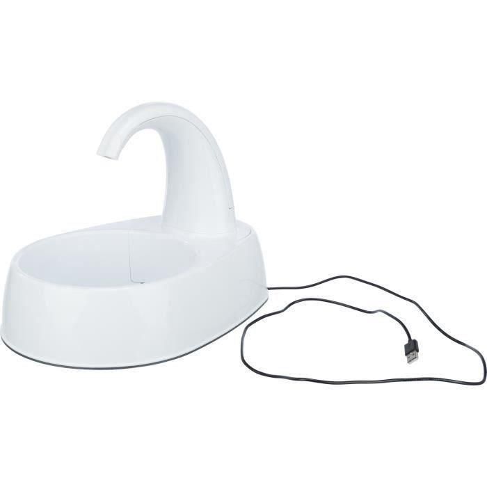 TRIXIE Fuente para beber Curved Stream - Plástico - 2,5L - 25 × 24,5 × 35 cm - Blanco