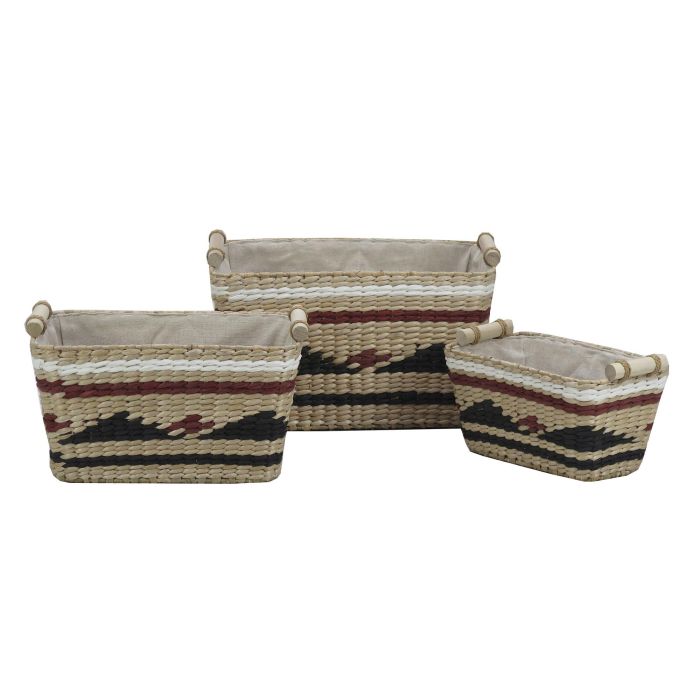 Cesta Colonial DKD Home Decor Natural Granate 27 x 24 x 39 cm Set de 3