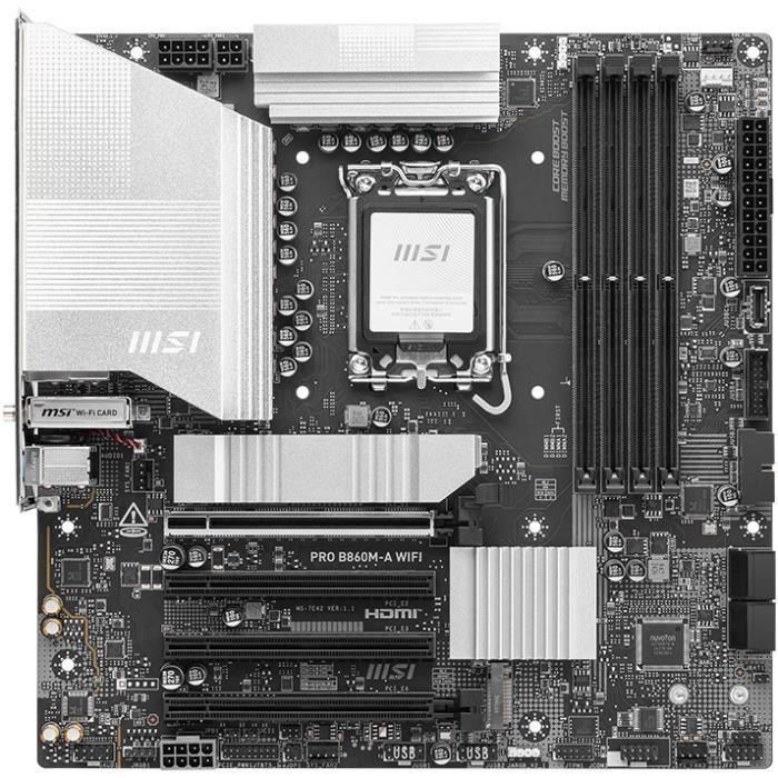 MSI PRO B860M-A WiFi Placa Base Intel B860 LGA 1851, Micro ATX, DDR5, Wi-Fi 7, Bluetooth 5.4, 911-7E42-002 1 MSI PRO B860M-A WiFi Placa Base Intel B860 LGA 1851, Micro ATX, DDR5, Wi-Fi 7, Bluetooth 5.4, 911-7E42-002 1