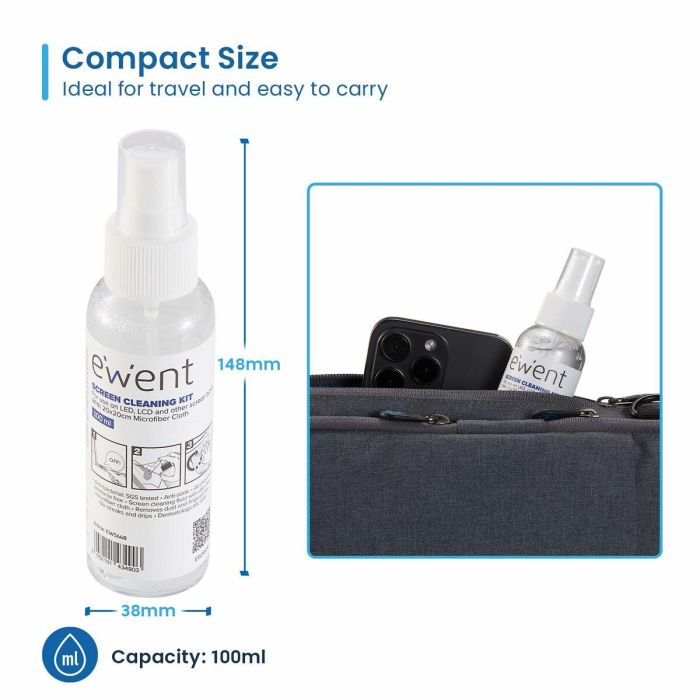 Kit de Limpieza para Pantallas Ewent EW5668 100 ml 1 Kit de Limpieza para Pantallas Ewent EW5668 100 ml 1