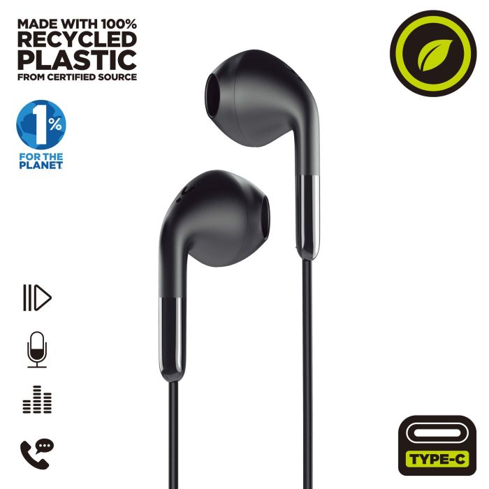Muvit Auriculares E58 Estéreo con Conector Tipo C, Materiales Reciclados, Sonido de Alta Calidad 1 Muvit Auriculares E58 Estéreo con Conector Tipo C, Materiales Reciclados, Sonido de Alta Calidad 1