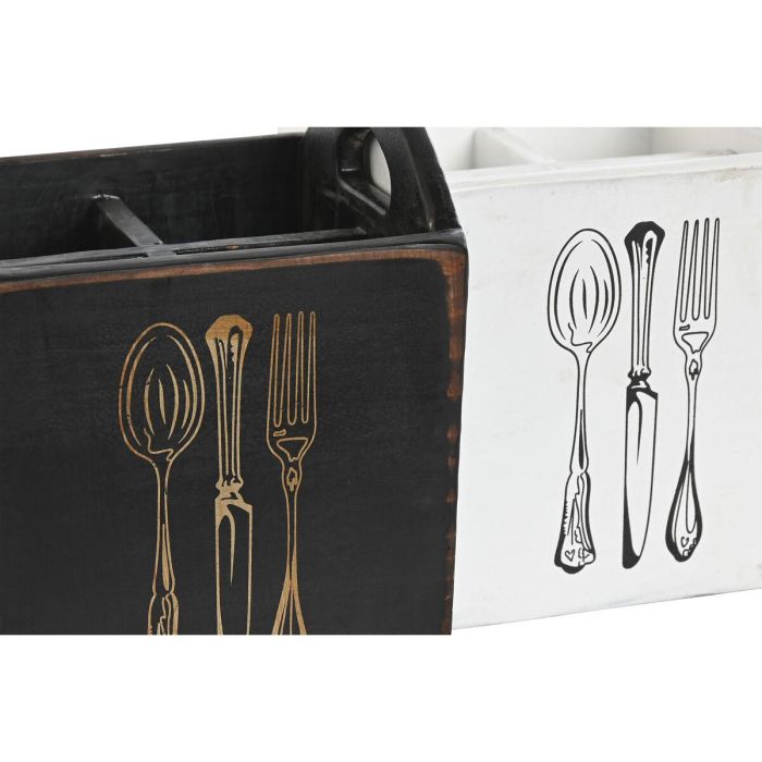 Cubertero Tradicional DKD Home Decor Blanco Negro 15 x 18 x 15 cm Set de 2 3 Cubertero Tradicional DKD Home Decor Blanco Negro 15 x 18 x 15 cm Set de 2 3