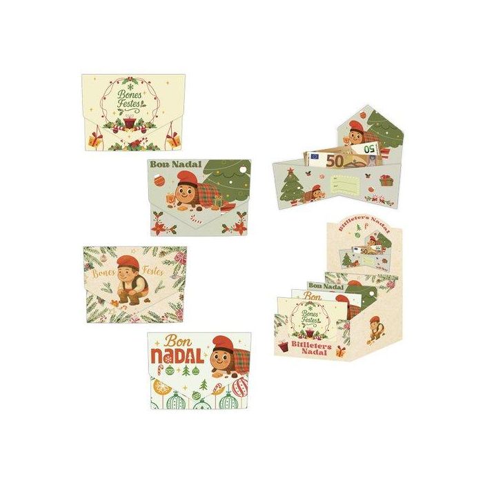 Billeter De Felicitacio Arguval Catalan Nadal Classic Amb Tancament 110X85 Assortiment Expositor De 48 (4 Dissenys)