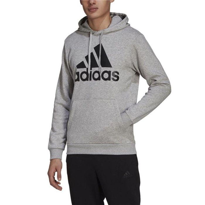 Sudadera con Capucha Hombre Adidas Essentials Fleece Big Logo Gris M 3