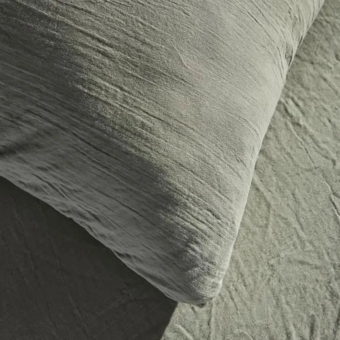 Today Juego de Cama 123329 para 2 Personas - 260x240cm - Gasa de Algodón Lisa - Salvia 2