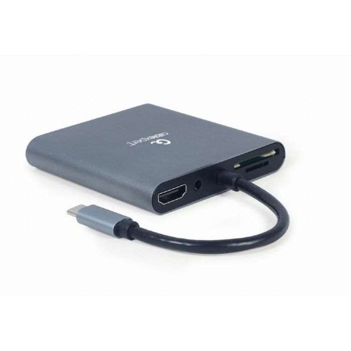 Gembird A-CM-COMBO6-01 Base Replicadora de Puertos USB-C para Portátil, Hub HDMI VGA USB-A Lector SD Audio Jack 60W Gris 1
