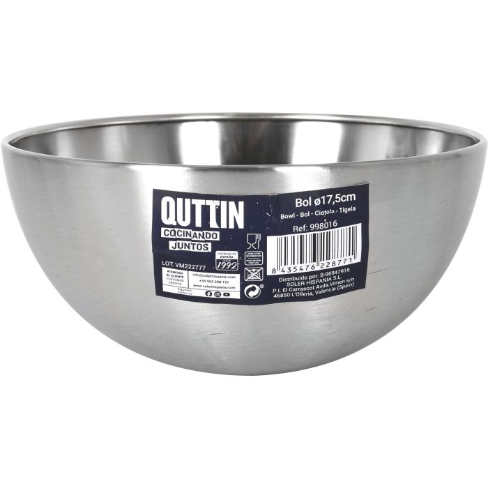 Bol Aperitivo Acero Mate 17.5 cm Quttin (18 Unidades) 1 Bol Aperitivo Acero Mate 17.5 cm Quttin (18 Unidades) 1