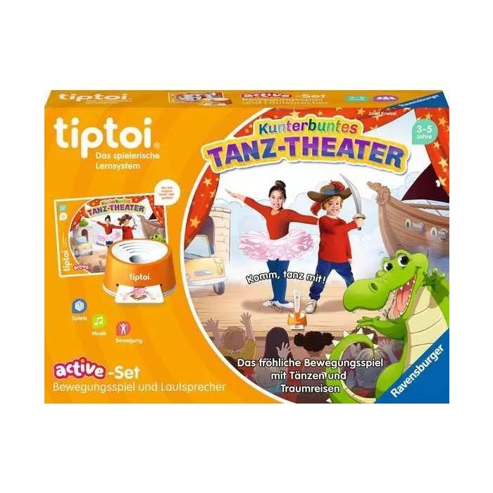 Ravensburger 00122 ACTIVE Set Kunterbuntes Tanz-Theater - Juego de Mesa Familiar de Aprendizaje para Niños 3+ Años