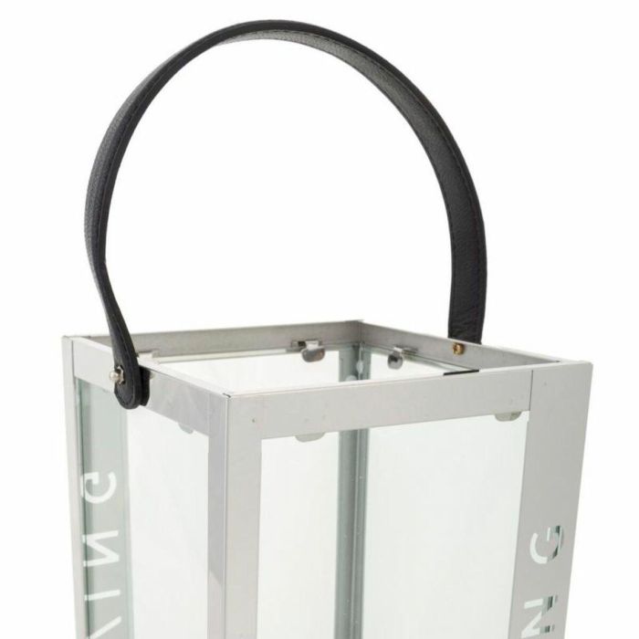 Farol Alexandra House Living Plata Vidrio Acero Inoxidable 18 x 30 x 18 cm 2