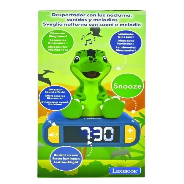 Lexibook Despertador Digital Dinosaurio 3D LEXRL800DINO con Luz y Efectos de Sonido 4