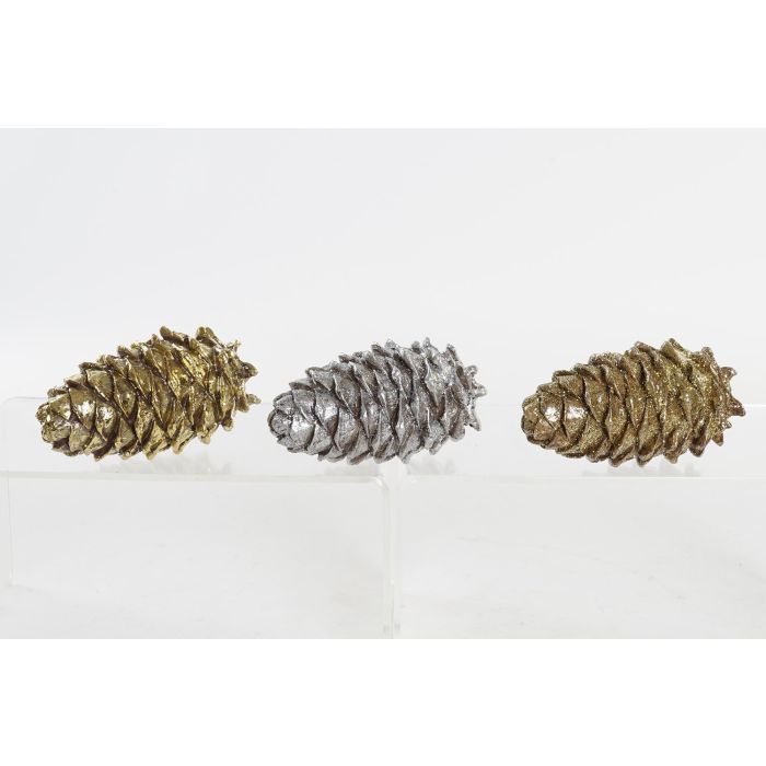 DKD Home Decor Figura de Navidad Tradicional con Piña, Resina Dorado Plateado, 7.5x7.5x13 cm, Pack 3 Unidades 3 DKD Home Decor Figura de Navidad Tradicional con Piña, Resina Dorado Plateado, 7.5x7.5x13 cm, Pack 3 Unidades 3