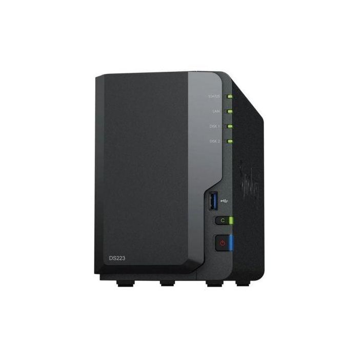 Synology DS223 NAS DiskStation, 2 Bahías 3.5"/2.5", 2GB DDR4, Torre. Nube privada y gestión de datos para usuarios domésticos y pymes.