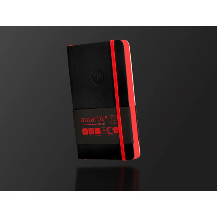 Antartik Cuaderno A6 Tapa Blanda Cuadriculado Negro y Rojo 100 Hojas 80gr FSC 9