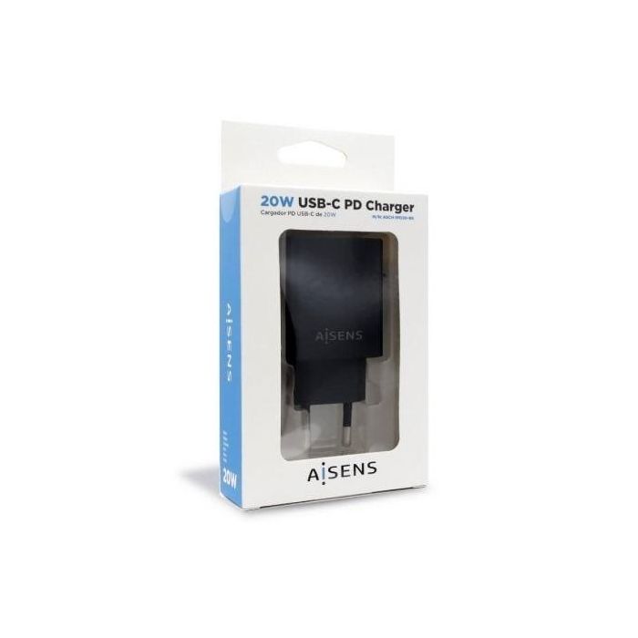 Aisens Cargador USB-C PD3.0 20W, 1 Puerto, Compatible con móviles, tablets y más, Negro 2 Aisens Cargador USB-C PD3.0 20W, 1 Puerto, Compatible con móviles, tablets y más, Negro 2