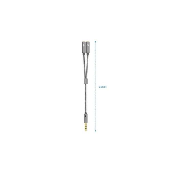 AISENS - CABLE ADAPTADOR AUDIO JACK 3.5 4PINES/M-2XJACK 3.5 3PINES/H, GRIS, 25CM 1 AISENS - CABLE ADAPTADOR AUDIO JACK 3.5 4PINES/M-2XJACK 3.5 3PINES/H, GRIS, 25CM 1