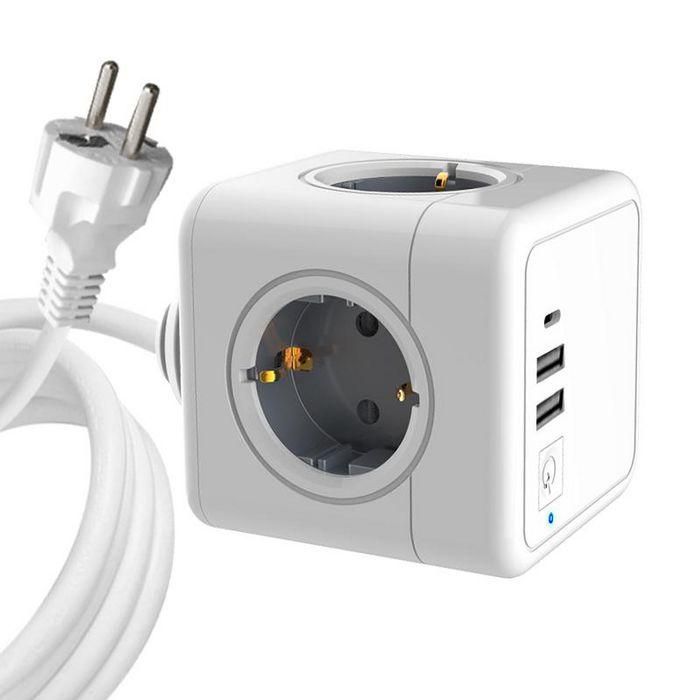 MicroConnect 4 way Schuko, 2 USB A ports, 1 USB-C port, power cube with 1,5m cable, white MicroConnect 4 way Schuko, 2 USB A ports, 1 USB-C port, power cube with 1,5m cable, white