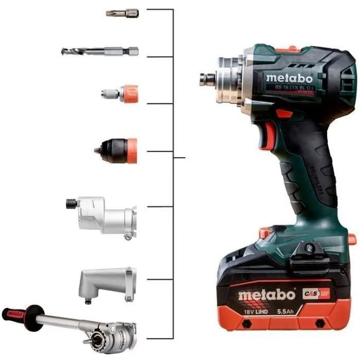 Metabo Taladro Atornillador a Batería BS 18 LTX BL QI 18 V con MetaBOX 145 L 2