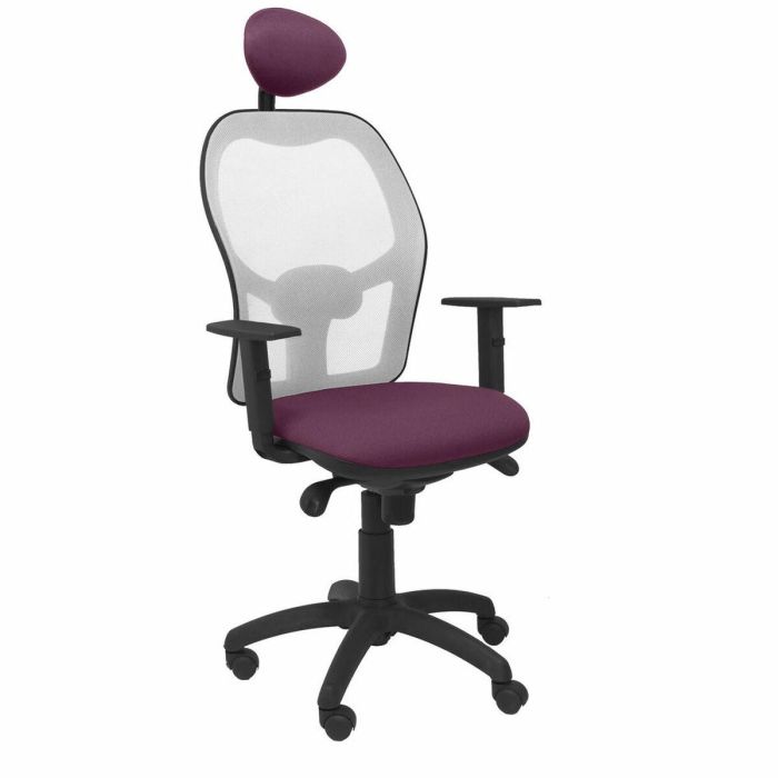 PIQUERAS Y CRESPO Silla Jorquera malla gris asiento bali lila con cabecero fijo PIQUERAS Y CRESPO Silla Jorquera malla gris asiento bali lila con cabecero fijo