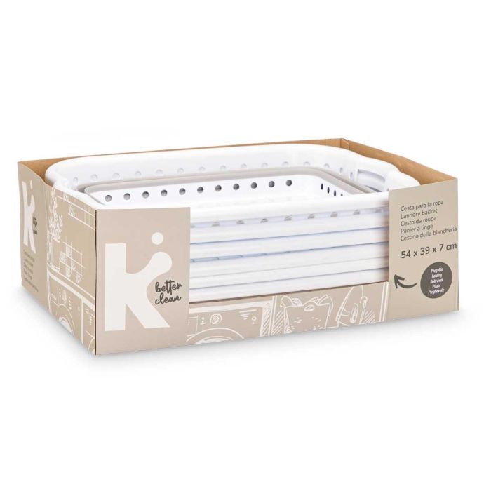 Cesto Plegable Rectangular 16L Arte Regal 54x39x23.5 cm Blanco/Gris (6 Unidades) 2 Cesto Plegable Rectangular 16L Arte Regal 54x39x23.5 cm Blanco/Gris (6 Unidades) 2