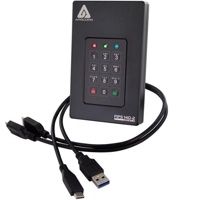 Apricorn SSD Aegis Fortress L3 2TB, USB 3.1, Protección por Contraseña, Cifrado Hardware AES XTS 256-bit FIPS 140-2 Nivel 3