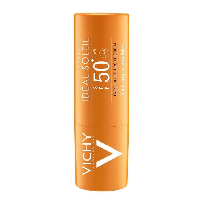 Vichy Capital Soleil Protector Solar Facial Stick SPF50+ para Zonas Sensibles, Resistente al Agua y Calma Pieles Irritadas 9g