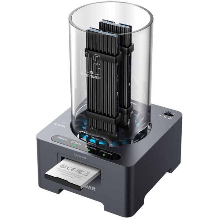 GRAUGEAR G-M2DK-CR-10G Docking Station para SSD M.2 NVMe/NGFF con Lector CFexpress, USB-C 10Gbit/s y Ventilador