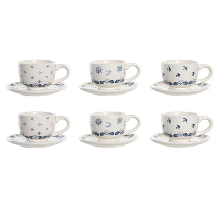 Cafe Atlantico DKD Home Decor Azul Blanco 18 x 20 x 20 cm Set de 6 3