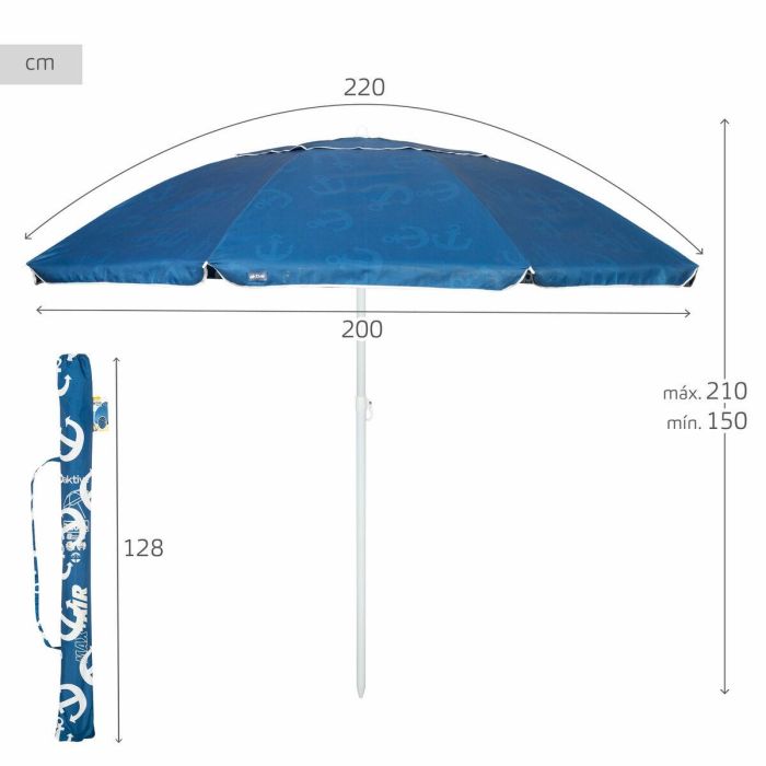 Sombrilla de playa Aktive Azul 220 x 210 x 220 cm (6 Unidades) 3 Sombrilla de playa Aktive Azul 220 x 210 x 220 cm (6 Unidades) 3