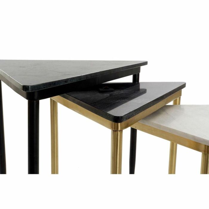 Mesita Auxiliar Moderno DKD Home Decor Blanco Negro 46.5 x 53 x 68 cm Set de 3 2 Mesita Auxiliar Moderno DKD Home Decor Blanco Negro 46.5 x 53 x 68 cm Set de 3 2