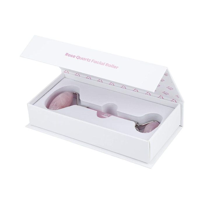 Ilū Rodillo Facial de Cuarzo Rosa Masajeador Antiedad Reafirmante para Rostro, Cuello y Escote. Reduce Arrugas y Bolsas Ojos, 1 unidad. 1