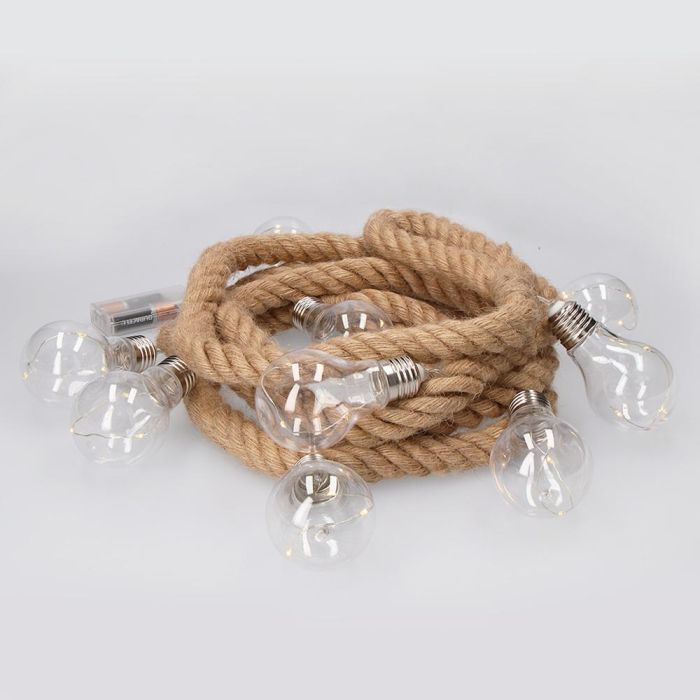 Decoration With Light Guirnalda a Pilas Fija 10 Bombillas 30 Leds Cuerda de Yute Luz Blanco Cálido 3,15 m Interior IP20 1