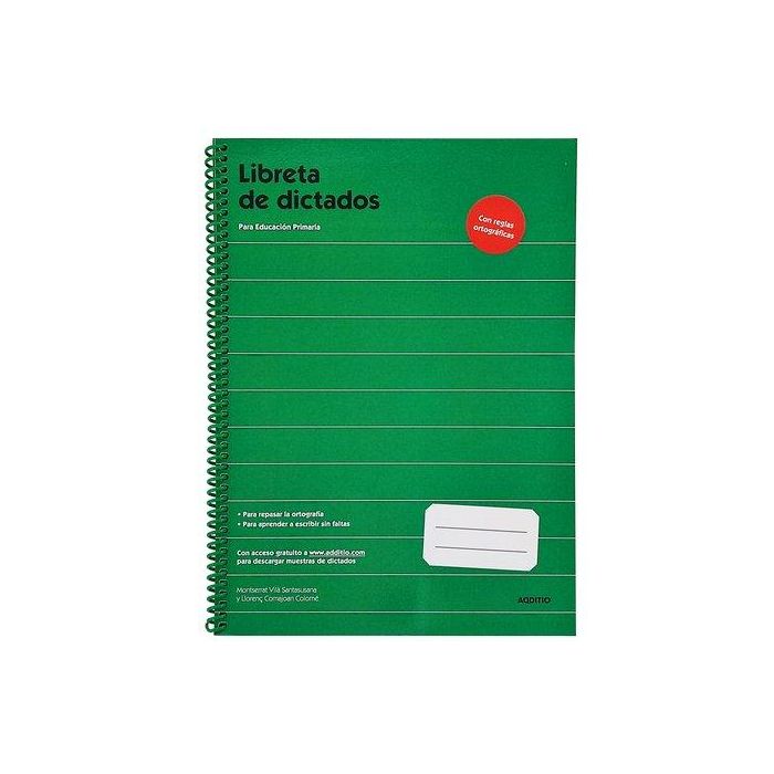 Additio Libreta de dictados Primaria 64 páginas A4 para aprender ortografía