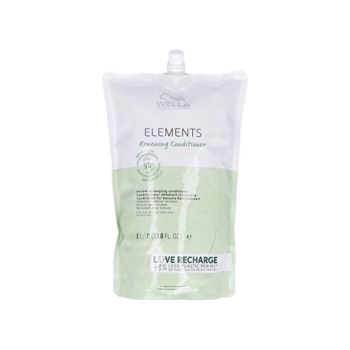 Wella Elements Renewing Conditioner 1000ml Refill - Acondicionador Desenredante, Hidratación y Brillo, 73% Menos Plástico