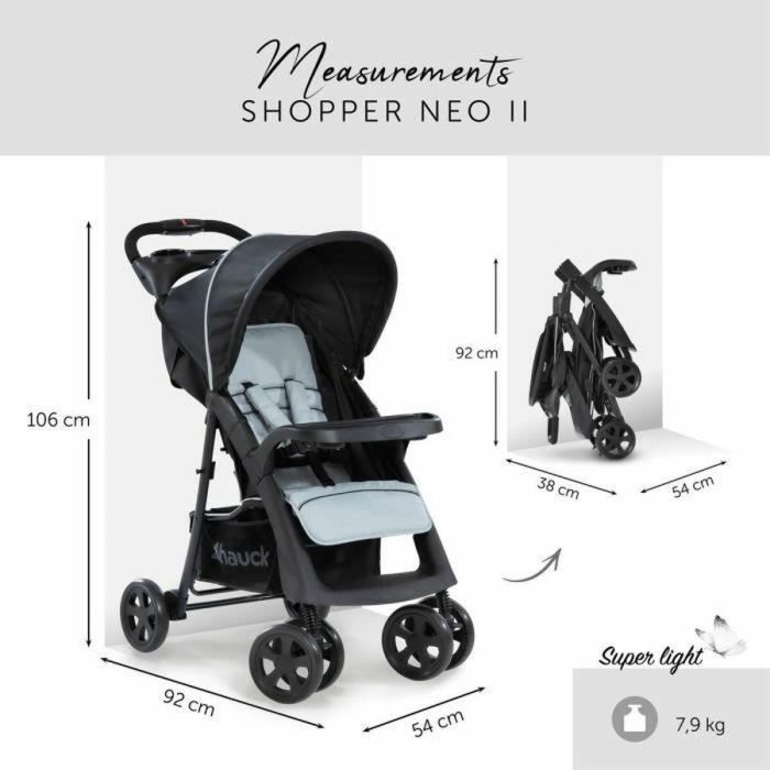 Hauck Silla de Paseo Shopper Neo II Caviar Plata - Plegado Compacto con una Mano, Reclinable, Gran Cesta, Desde el Nacimiento 19