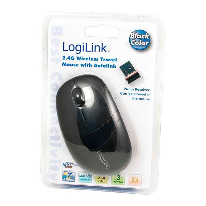 Logilink Ratón Wireless 2.4 GHz, 3 Botones Programables, 1000 DPI, Negro 1