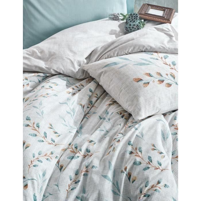 Juego de cama - 1 funda nórdica 220x240 cm + 2 fundas de almohada 60x60 cm - 100% algodón - Menta 1 Juego de cama - 1 funda nórdica 220x240 cm + 2 fundas de almohada 60x60 cm - 100% algodón - Menta 1
