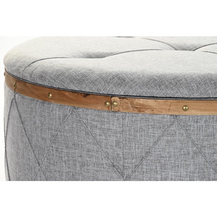 DKD Home Decor Descalzadora Scandi Gris Claro Natural de Poliéster y Madera, 80x80x43 cm (Set de 2) 3