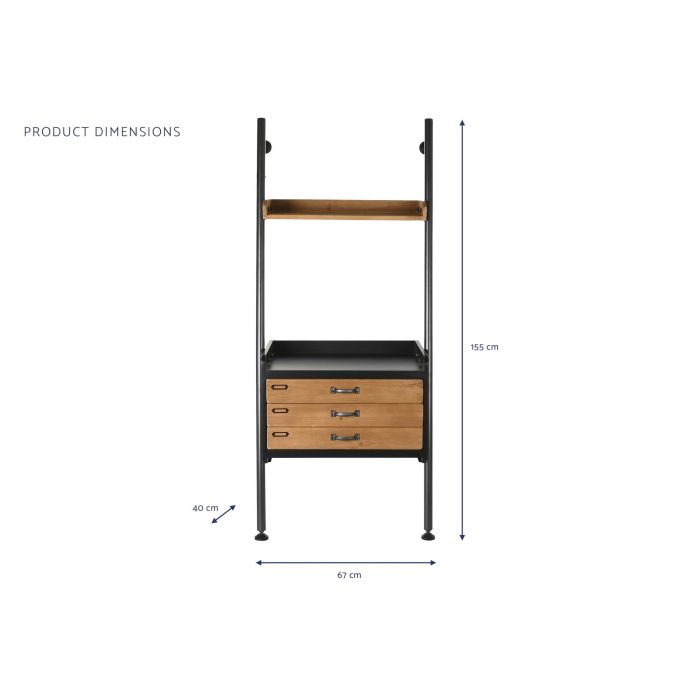 DKD Home Decor Estantería Vintage de Abeto y Metal Negro Natural, 155 cm Alto x 67 cm Ancho x 40 cm Fondo con 2 Cajones y 1 Estante Desmontable 6 DKD Home Decor Estantería Vintage de Abeto y Metal Negro Natural, 155 cm Alto x 67 cm Ancho x 40 cm Fondo con 2 Cajones y 1 Estante Desmontable 6