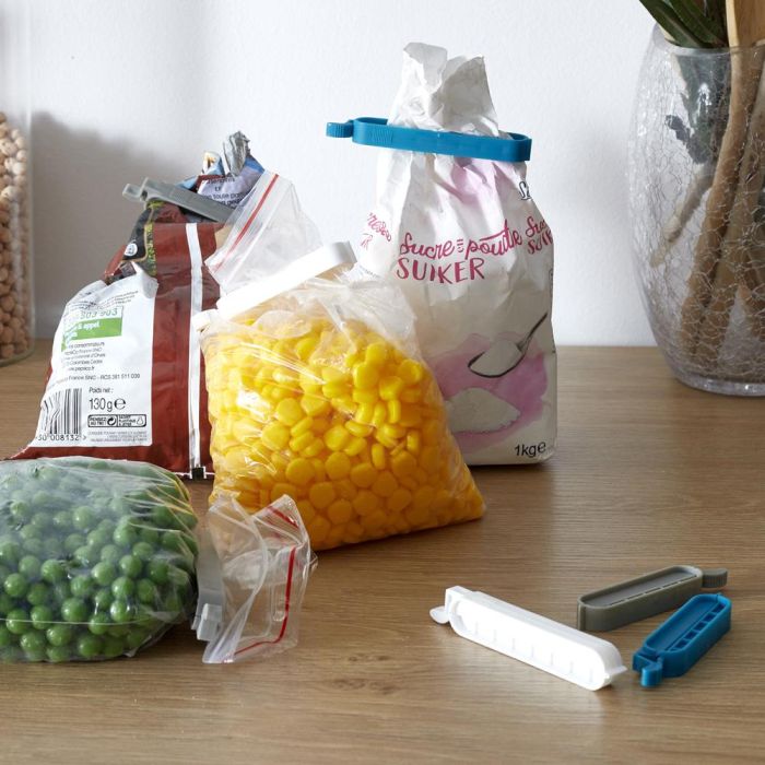 Je cherche une Idee Juego de 10 Pinzas para Conservar Bolsas de Colores 4